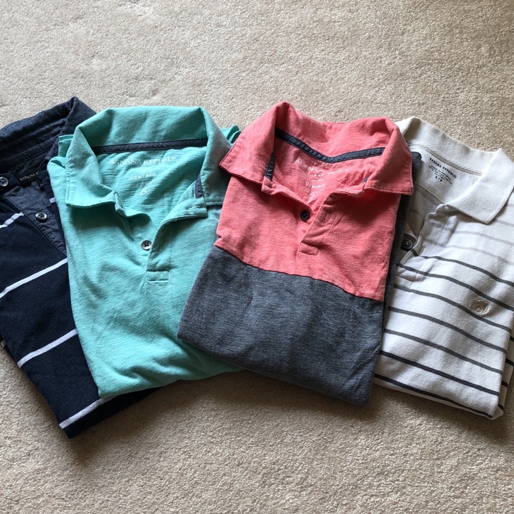 Banana Republic Men’s 4 Polo Shirt Bundle - Small